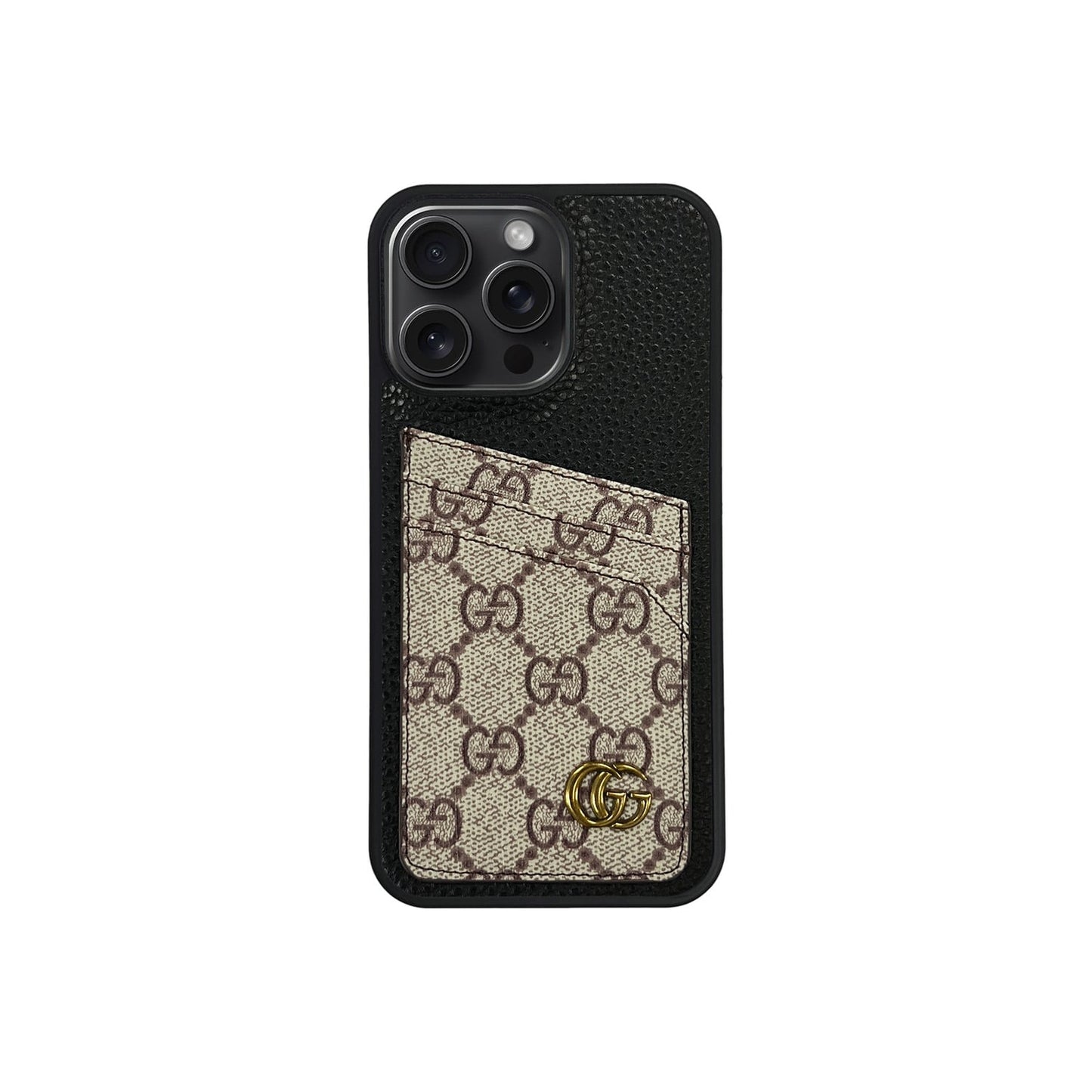 BLACK GG MONOGRAM CARDHOLDER FULLY COVERED